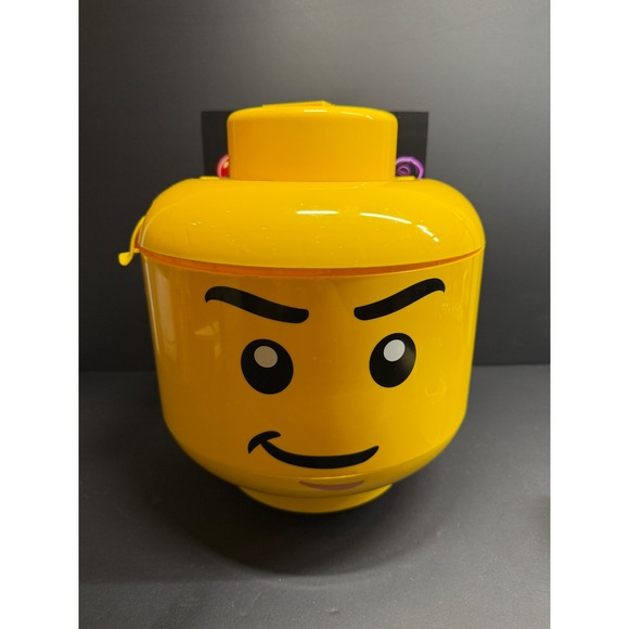 Lego Other - LEGO Minifigure Head Sort and Store Yellow Storage Bin Organizer Smirk Face